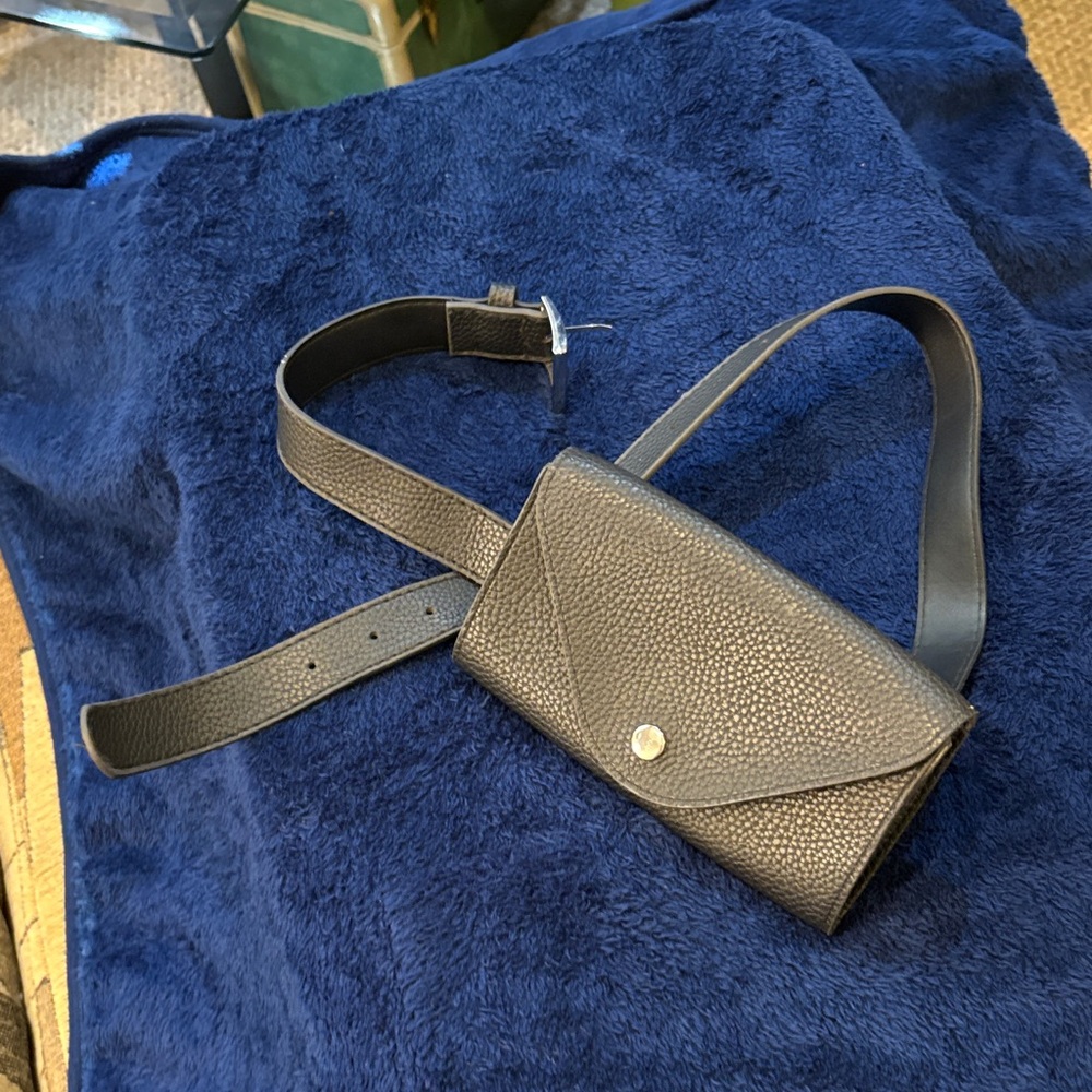 Black Leather Belt Bag